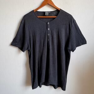 JOHN VARVATOS Men's Linen Henley T-shirt in Slate Grey